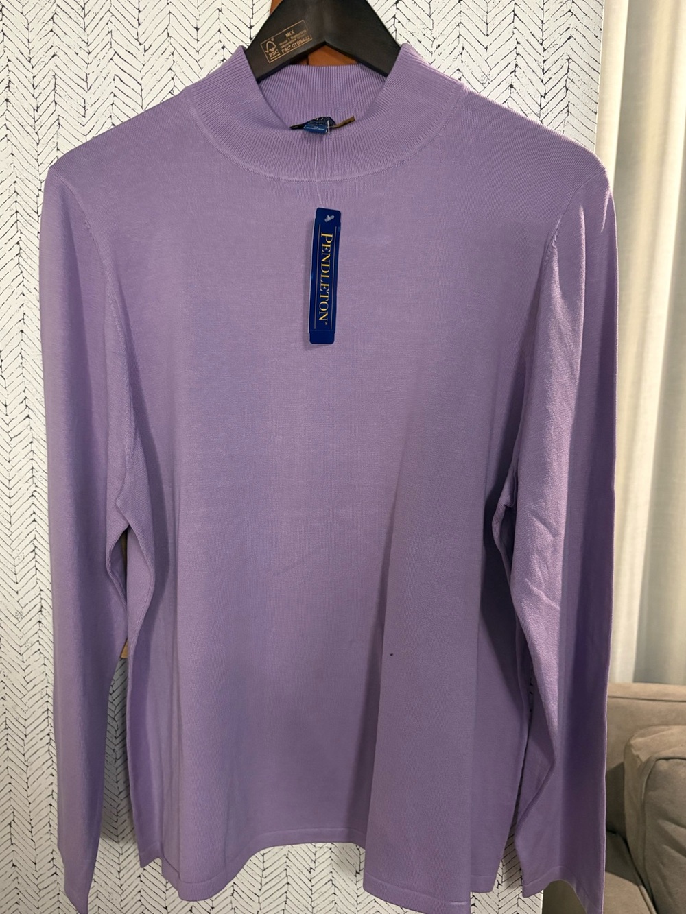 Vintage Pendleton Lavender Mock-Neck Sweater Silk Blend Womens XL NWT